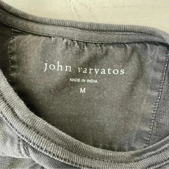 JOHN VARVATOS Darien Long Sleeve Garment Dye Terry Sweatshirt In Grey Size M - Picture 6 of 12